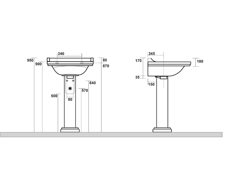 Kerasan WALDORF universální keramický sloup k umyvadlům 60, 80 cm, bílá 417001