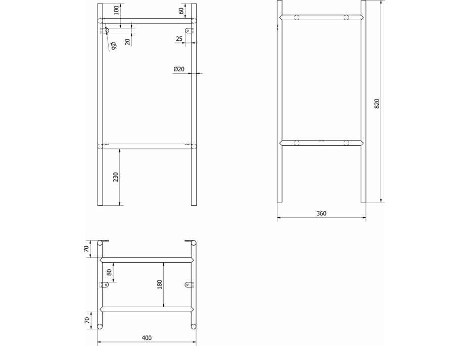 Sapho PUNO podstavec pod umyvadlo 400x820x360mm, černá SKA570-2