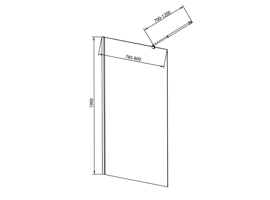 Aqualine WALK-IN zástěna jednodílná k instalaci na zeď, 800x1900 mm, sklo čiré WI081