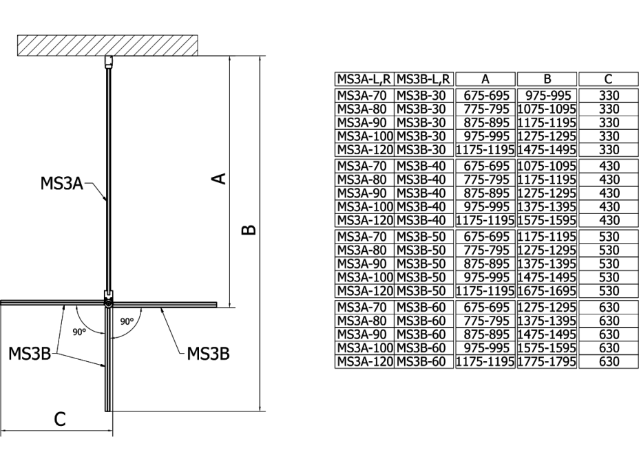 Polysan MODULAR SHOWER stěna k instalaci na zeď, pro připojení otočného panelu, 1000 mm MS3A-100