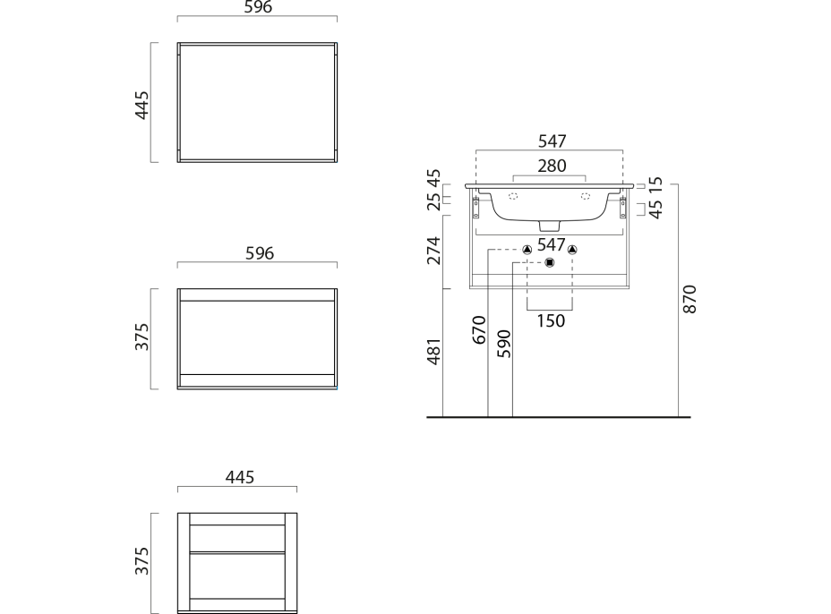 GSI PURA konstrukce pod umyvadlo 62x46cm, černá mat MSP6228