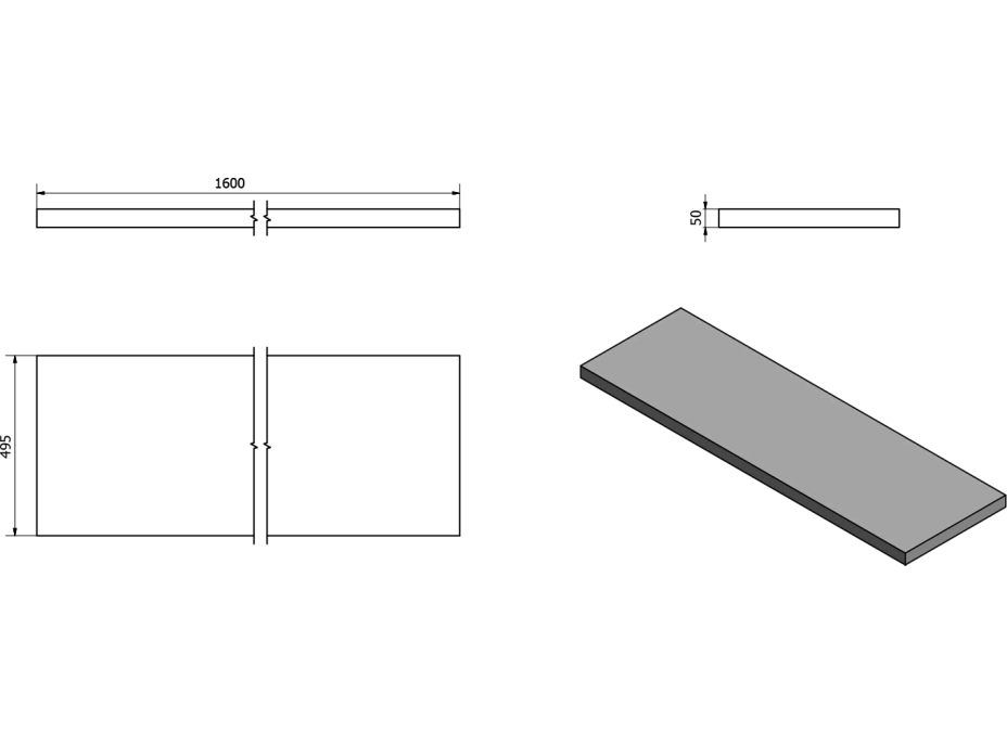 Sapho AVICE deska 160x50cm, dub Rover AV164