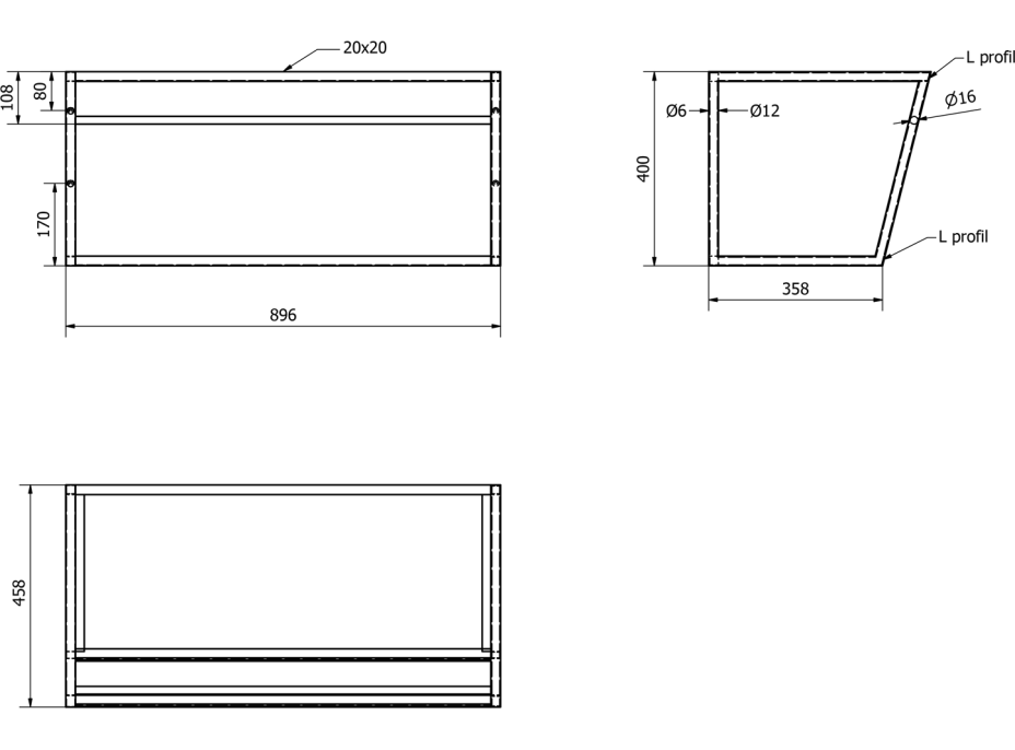 Sapho SKA konzole s policí 900x400x460mm, bílá mat SKA113