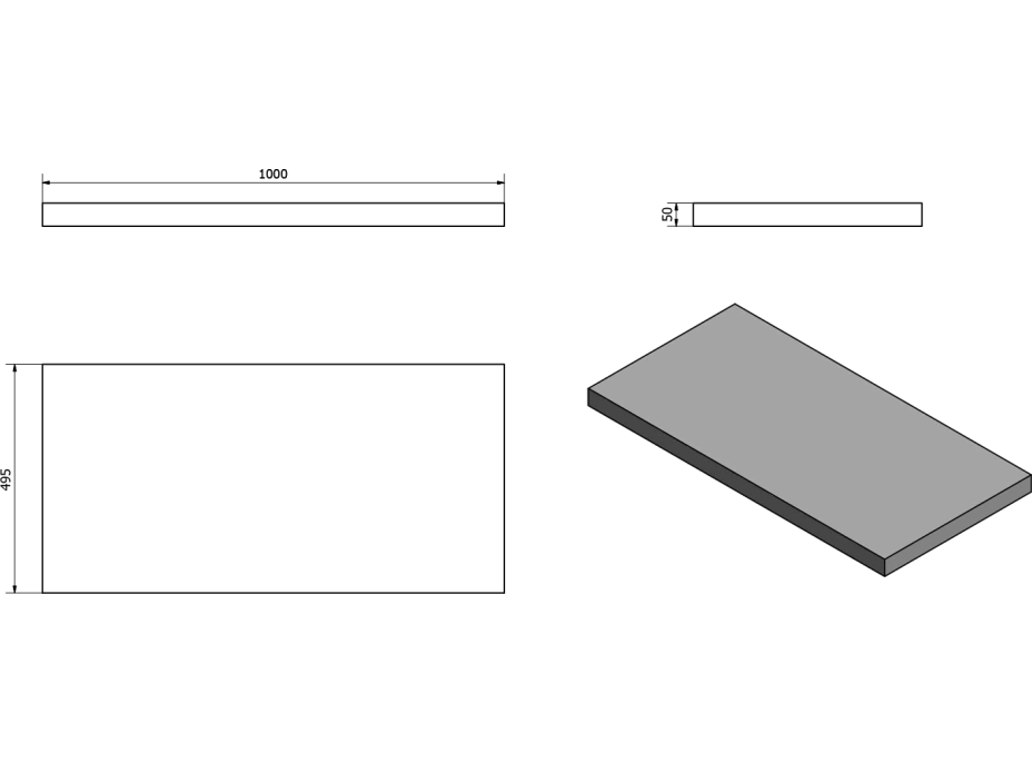 Sapho AVICE deska 100x50cm, cement AV107