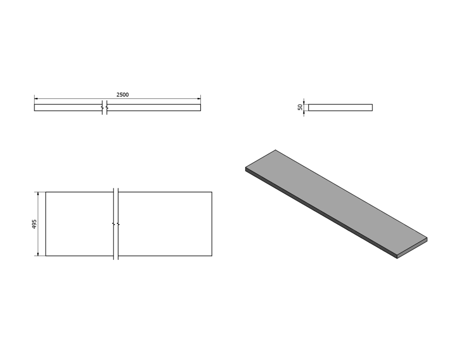 Sapho AVICE deska 250x50cm, dub Rover AV254