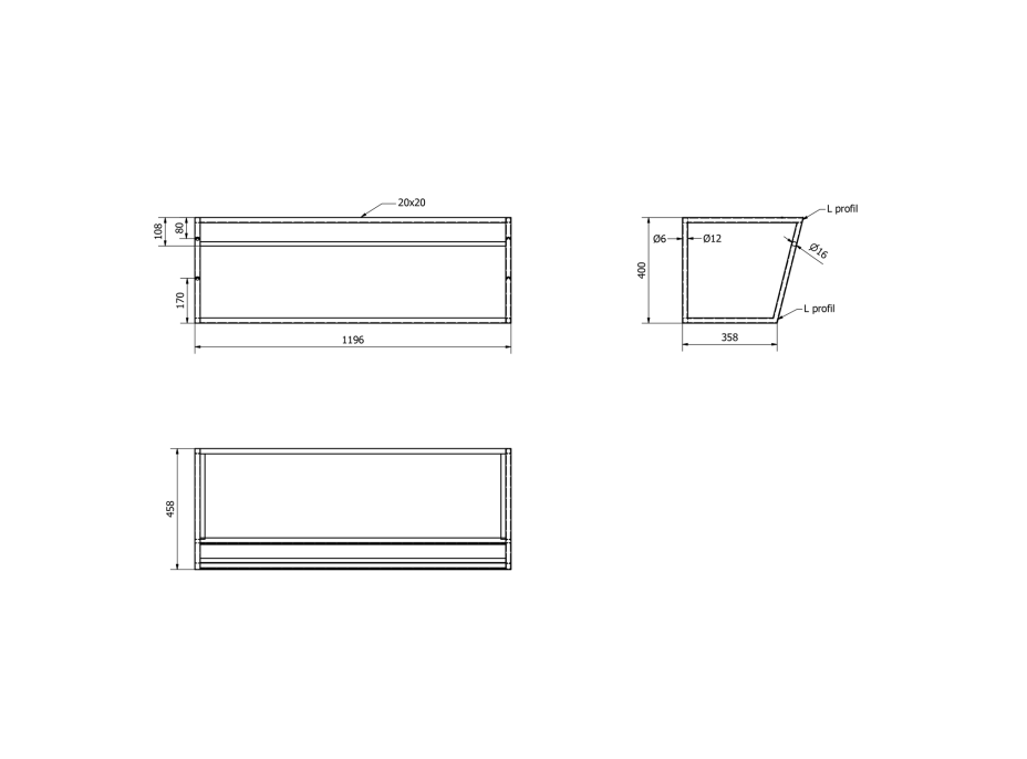 Sapho SKA konzole s policí 1200x400x460mm, bílá mat SKA114