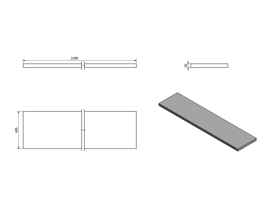 Sapho AVICE deska 210x50cm, aquamarine AV216