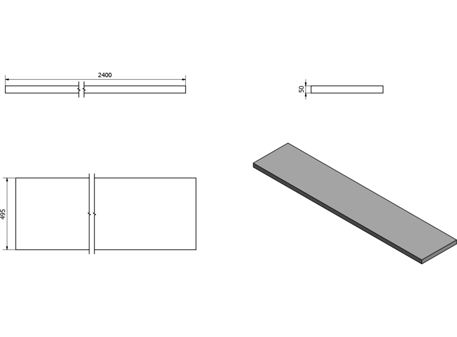 Sapho AVICE deska 240x50cm, dub Rover AV244