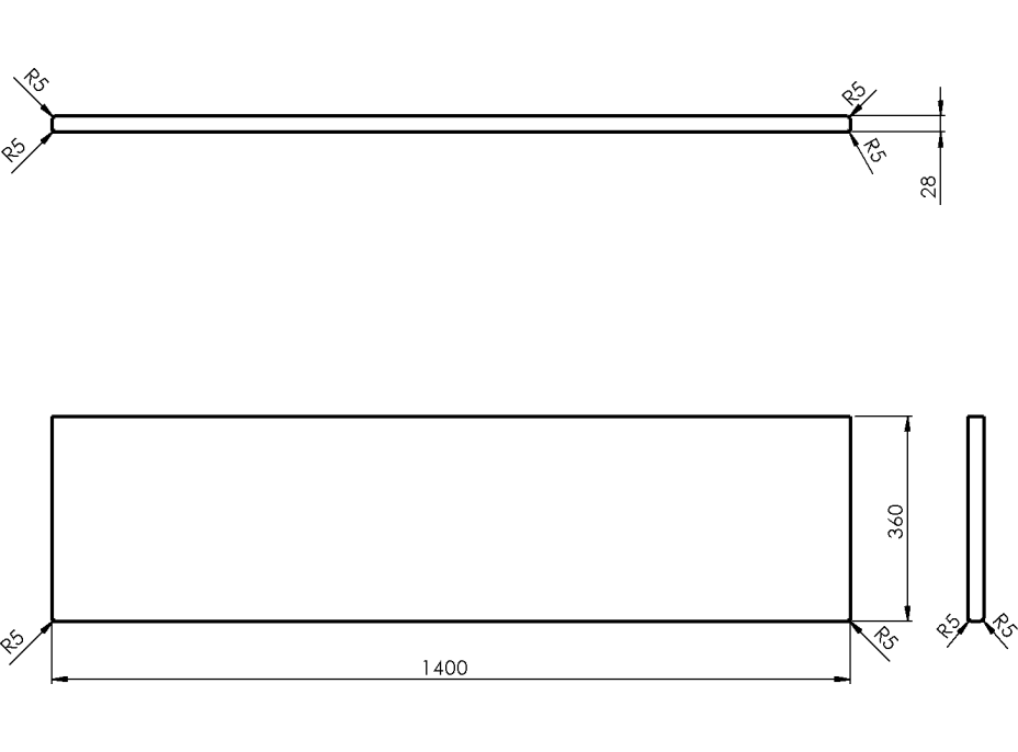 Sapho WOODY deska 1400x28x360mm, masiv přírodní dub WD146-70