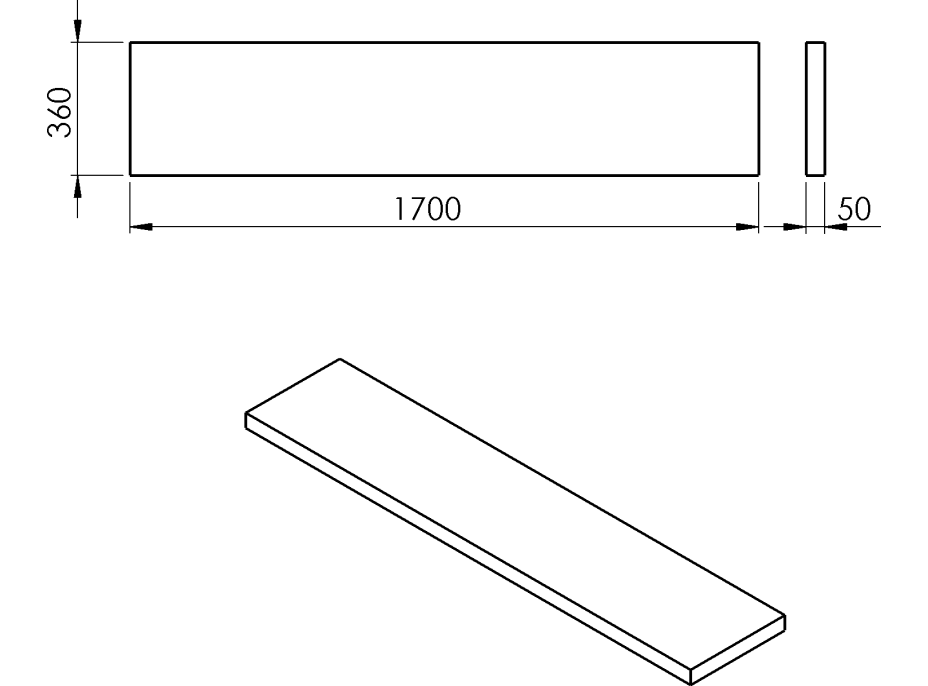 Sapho AVICE deska 170x36cm, old wood AV1768