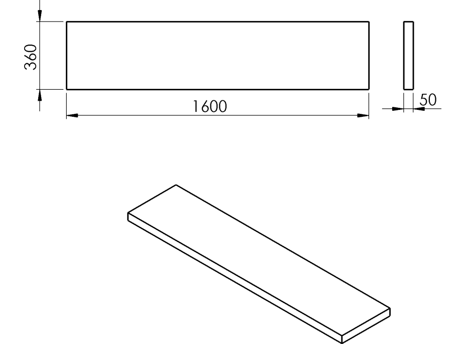 Sapho AVICE deska 160x36cm, aquamarine AV1666