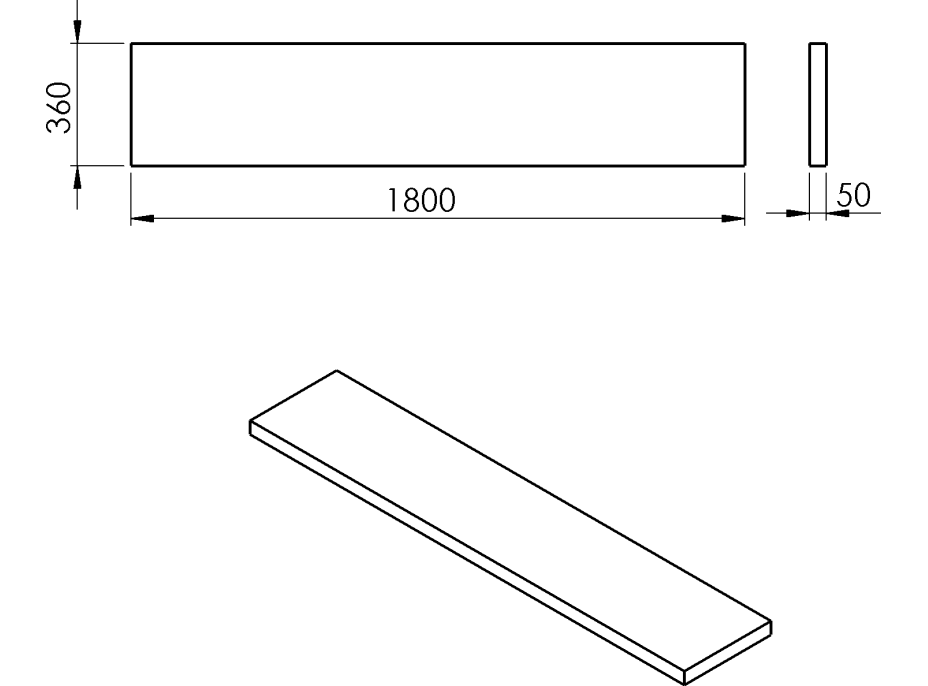 Sapho AVICE deska 180x36cm, dub tmavý AV18611