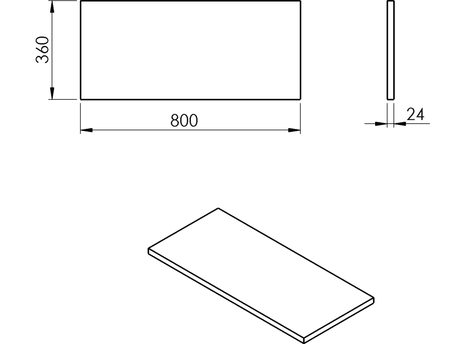 Sapho PLATO deska Rockstone 800x24x360mm, bílá mat PL086-0101