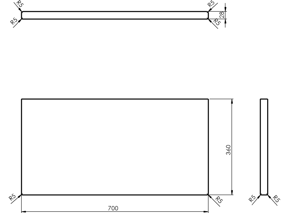 Sapho WOODY deska 700x28x360mm, masiv přírodní dub WD076-70