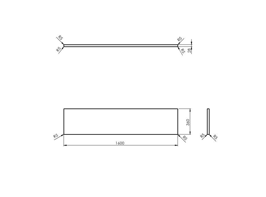 Sapho WOODY deska 1600x28x360mm, masiv přírodní dub WD166-70