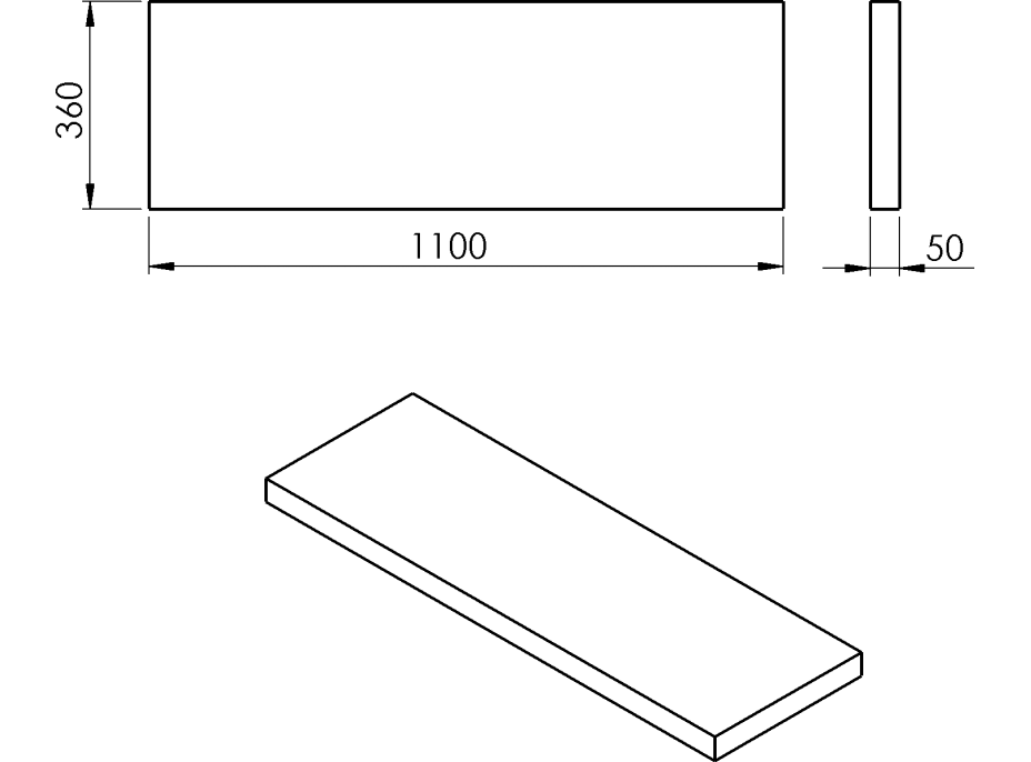 Sapho AVICE deska 110x36cm, dub starobílý AV1165