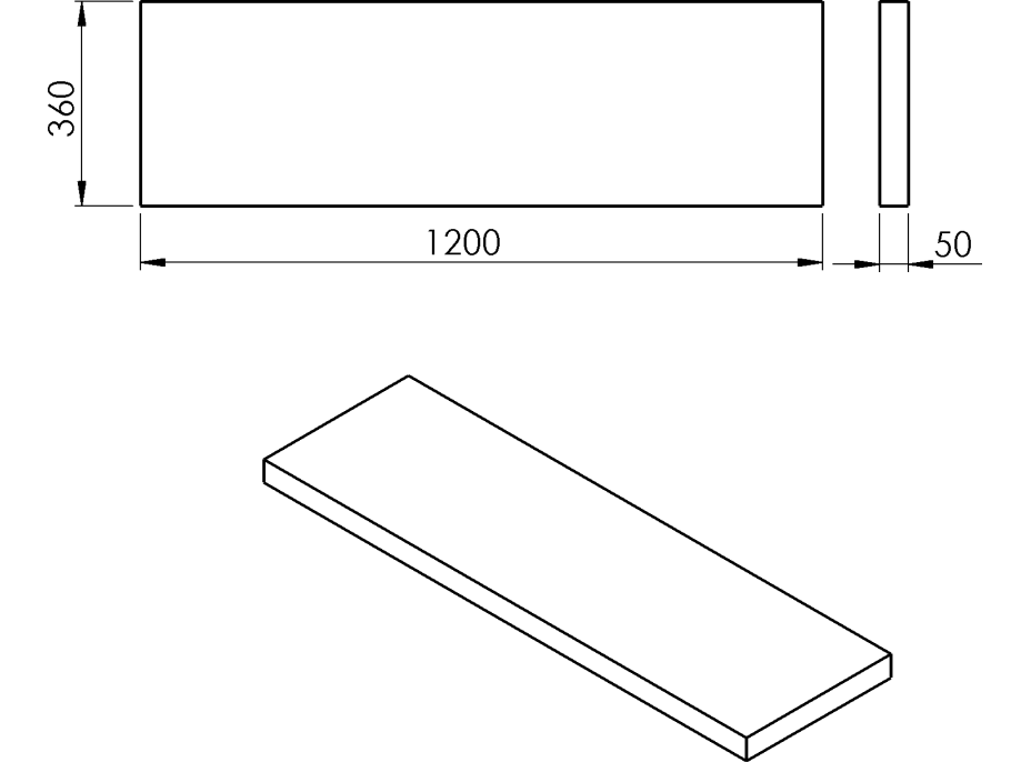 Sapho AVICE deska 120x36cm, dub Rover AV1264