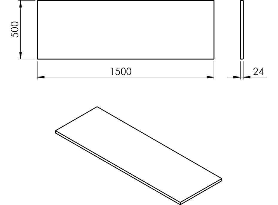 Sapho PLATO deska Rockstone 1500x24x500mm, bílá mat PL150-0101