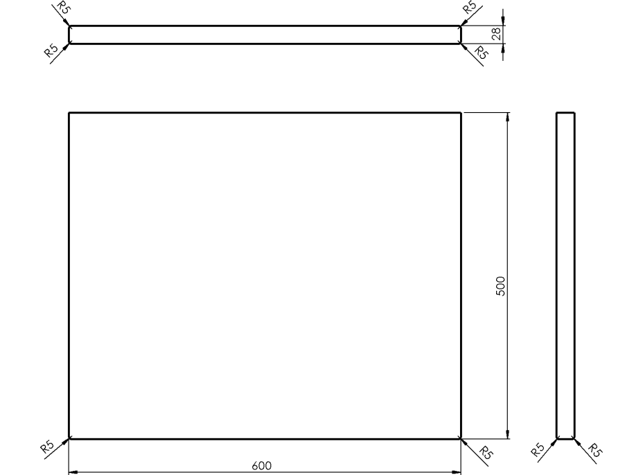 Sapho WOODY deska 600x28x500mm, masiv přírodní dub WD060-70