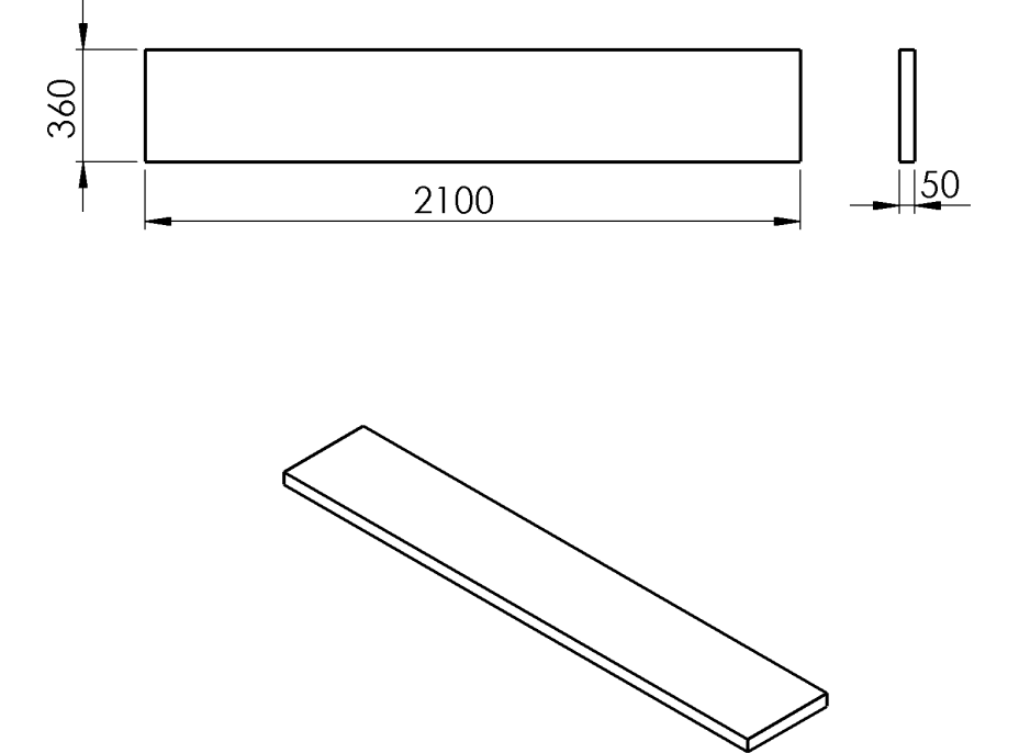 Sapho AVICE deska 210x36cm, cement AV2167