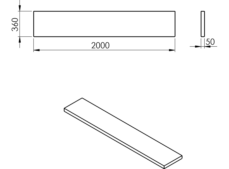 Sapho AVICE deska 200x36cm, dub Rover AV2064