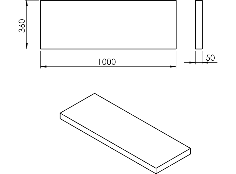 Sapho AVICE deska 100x36cm, cement AV1067