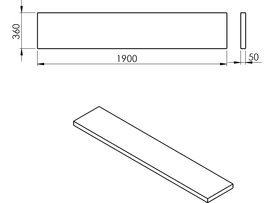 Sapho AVICE deska 190x36cm, aquamarine AV1966