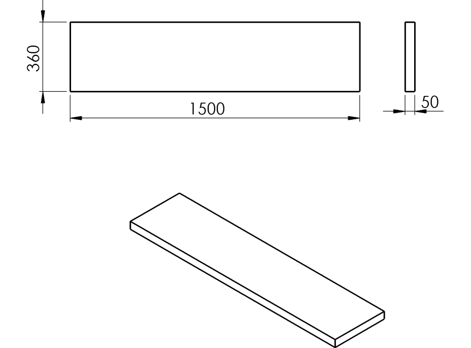 Sapho AVICE deska 150x36cm, dub tmavý AV15611