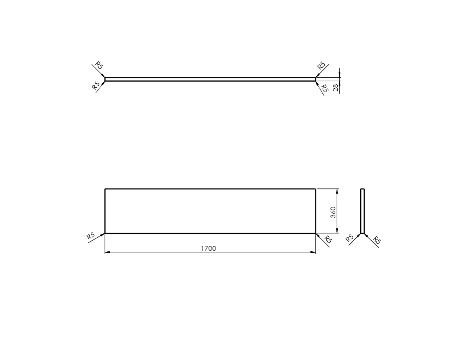 Sapho WOODY deska 1700x28x360mm, masiv přírodní dub WD176-70