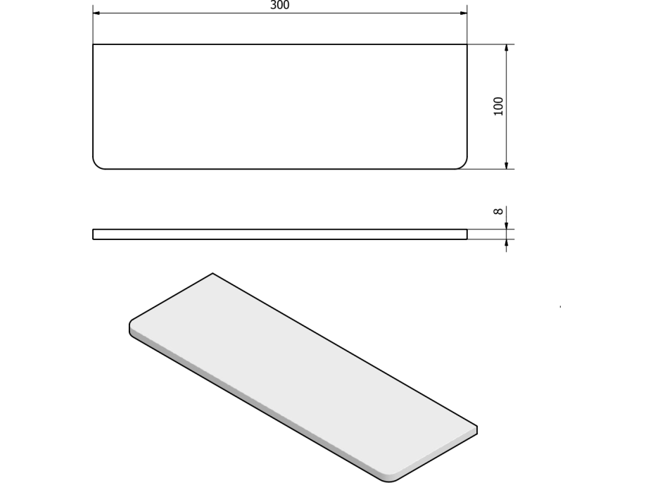 Sapho Police 300x100x8mm, čiré sklo 23479