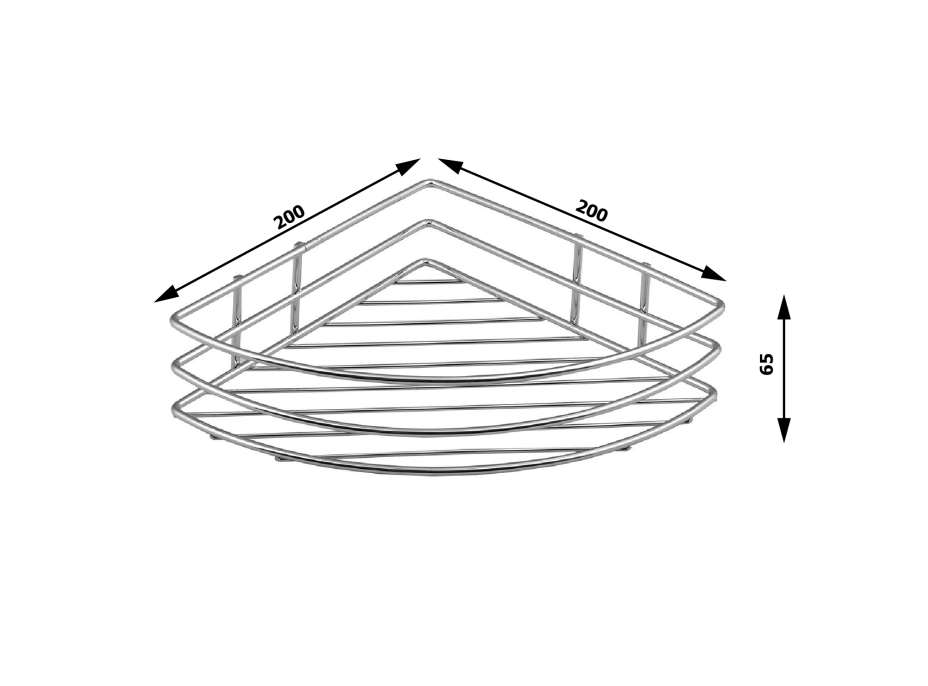 Aqualine CHROM LINE drátěná police rohová jednoduchá, chrom 37005