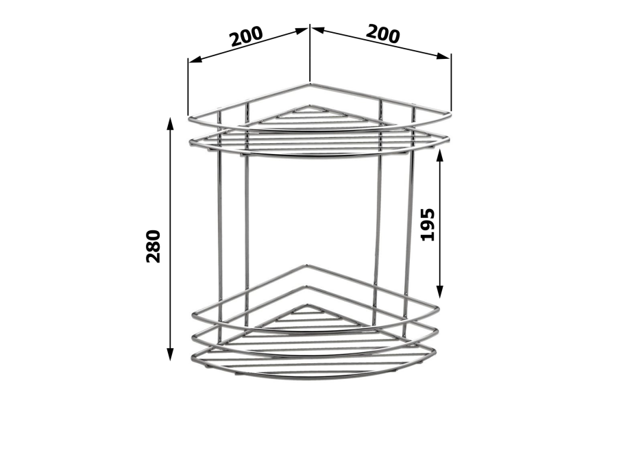 Aqualine CHROM LINE drátěná police rohová dvojitá, chrom 37010