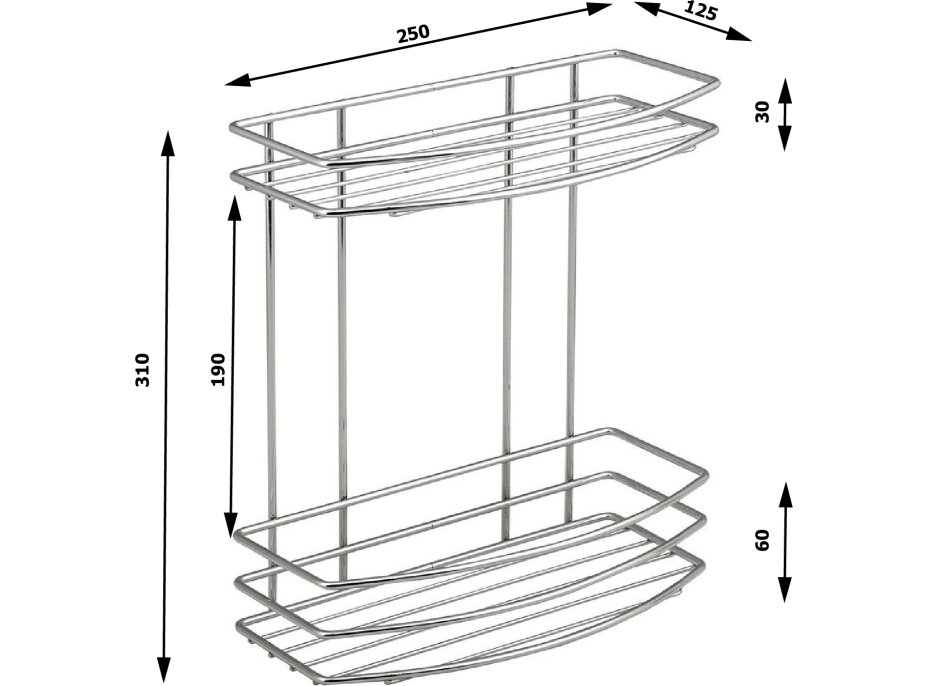 Aqualine CHROM LINE drátěná police dvojitá, chrom 37014