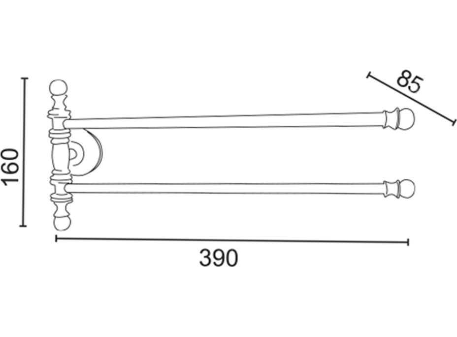 Sapho PERLA dvojitý držák ručníků otočný 390mm, zlato PE0175