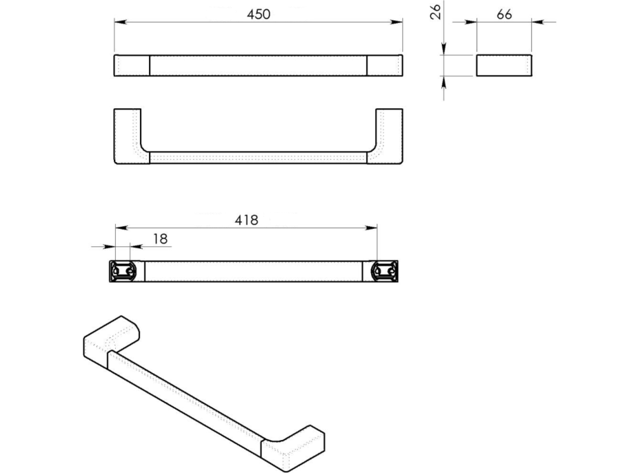 Gedy PIRENEI držák ručníků 450x66mm, bílá mat PI214502