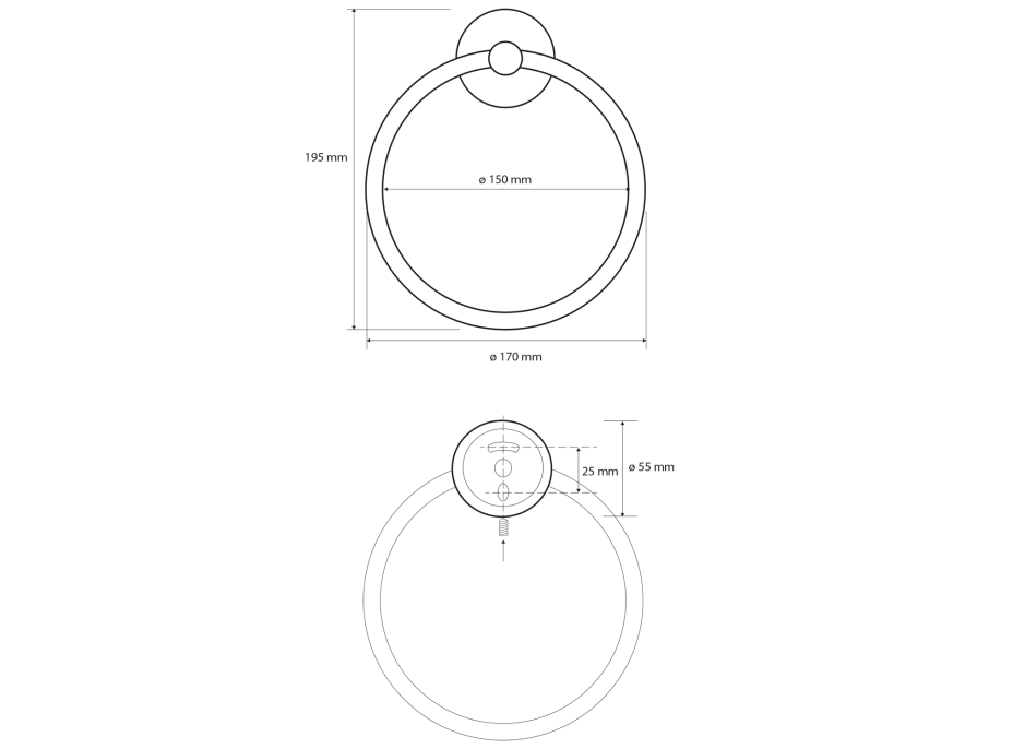 Sapho X-ROUND BLACK držák ručníků kruh, černá XR411B