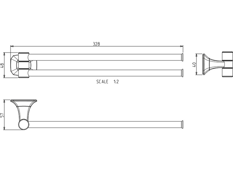 METAFORM AIDA dvojitý držák ručníků otočný 320mm, chrom AI021