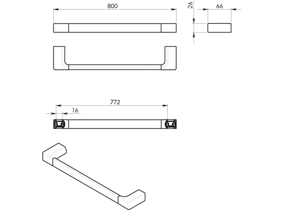 Gedy PIRENEI držák ručníků 800x66mm, chrom PI218013