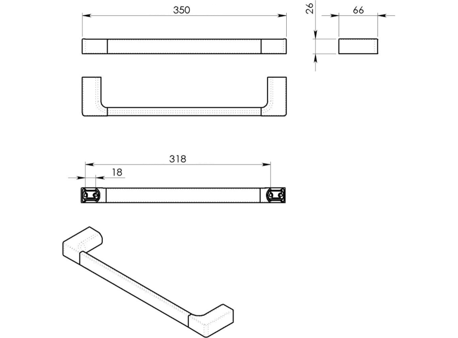 Gedy PIRENEI držák ručníků 350x66mm, chrom PI213513