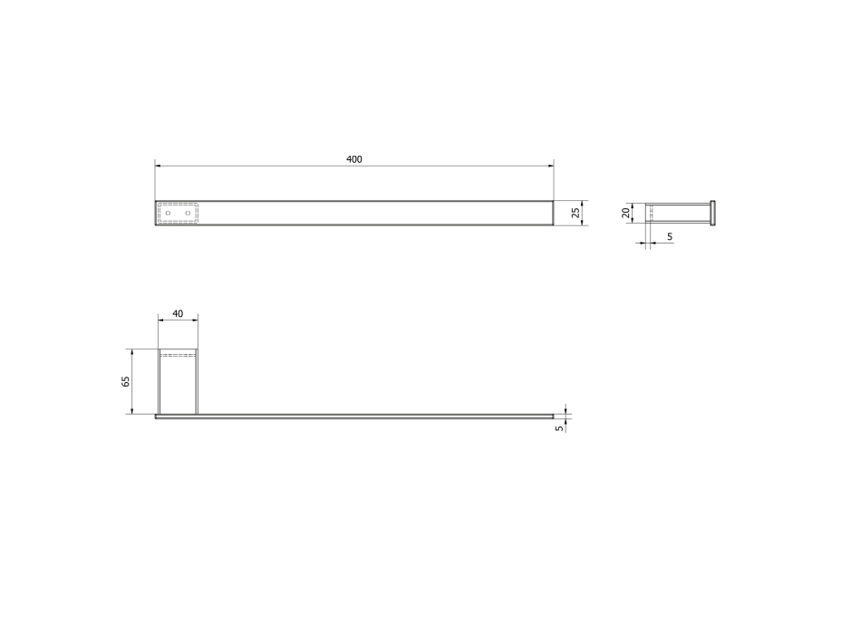 Sapho BELLA držák ručníků 400x25 mm, černá mat FA311B