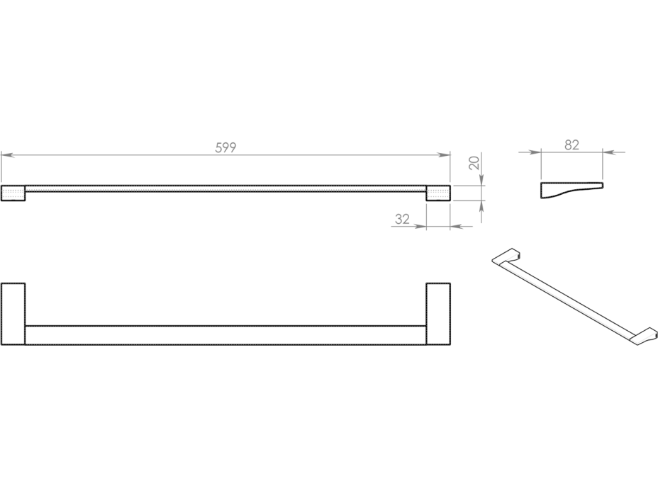 Gedy GLAMOUR držák ručníků 600x82mm, chrom 572160