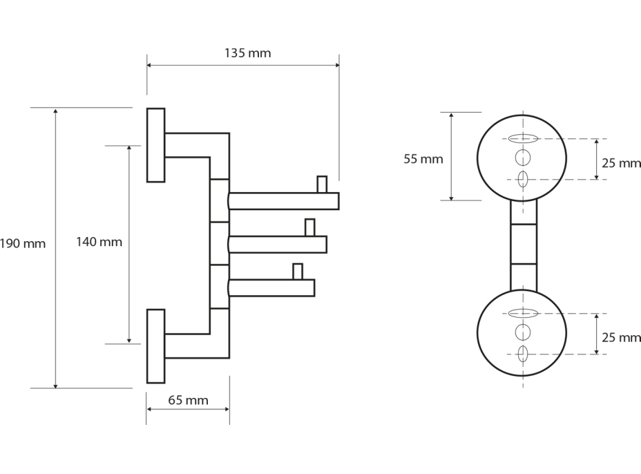 Sapho X-ROUND trojháček otočný, chrom XR211