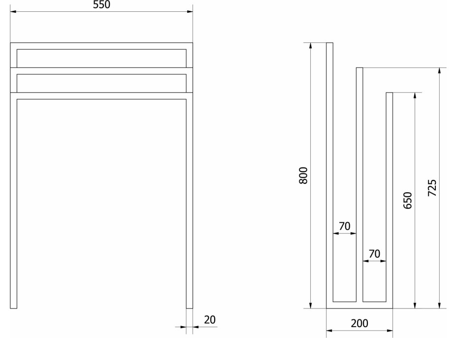 Sapho SKA stojan na ručníky 550x800x200mm, černá mat SKA303