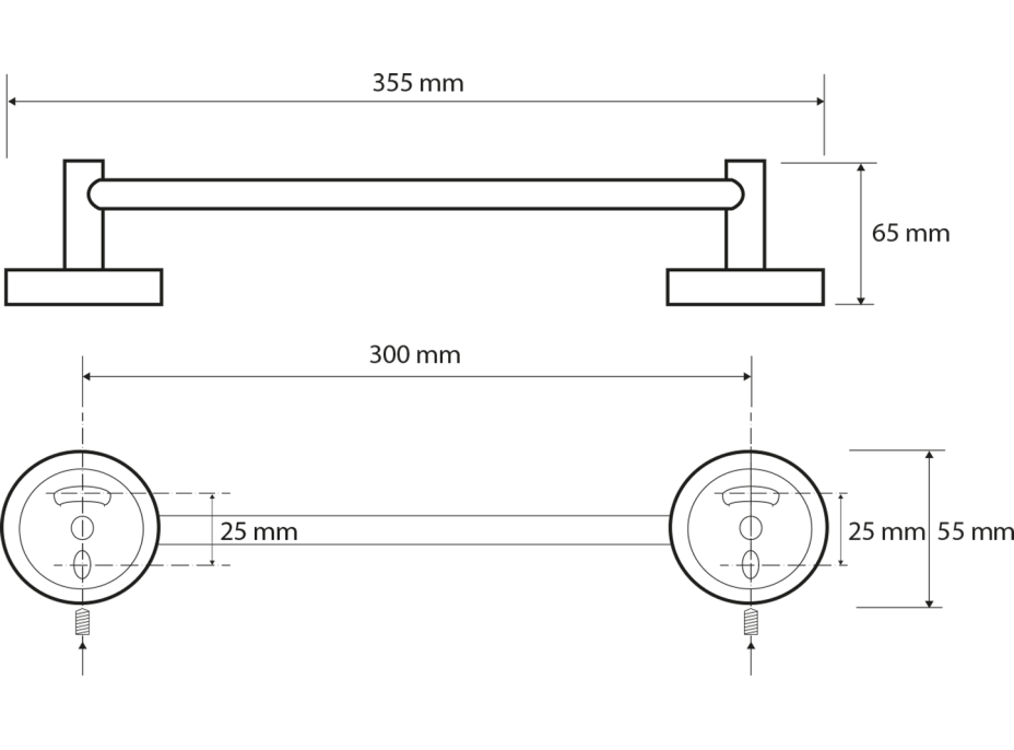 Sapho X-ROUND E držák ručníků 300x65mm, chrom XR406