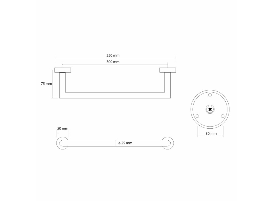 Sapho X-ROUND GOLD držák ručníků 300x65mm, zlato mat XR400GB