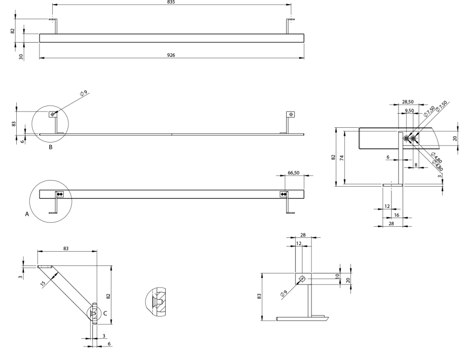 GSI PURA čelní držák ručníků 102cm, chrom PAPRD102