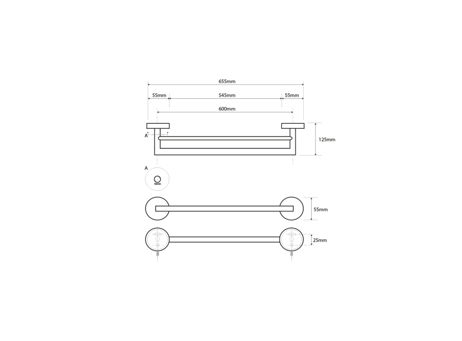 Sapho X-STEEL dvojitý držák ručníků 600x125mm, nerez mat XS403