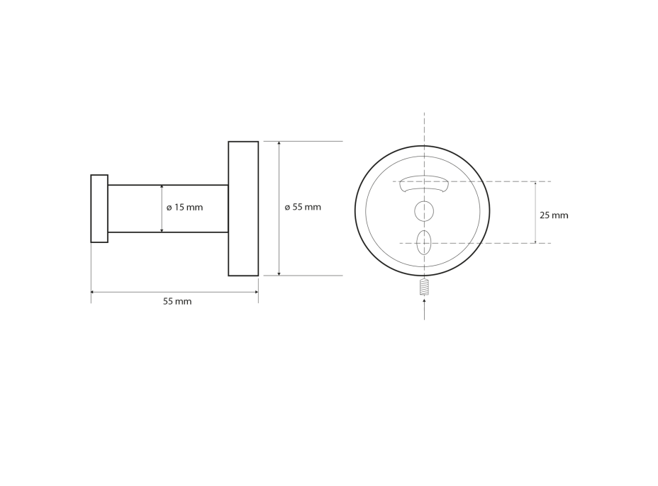 Sapho X-ROUND E háček rovný, chrom XR203