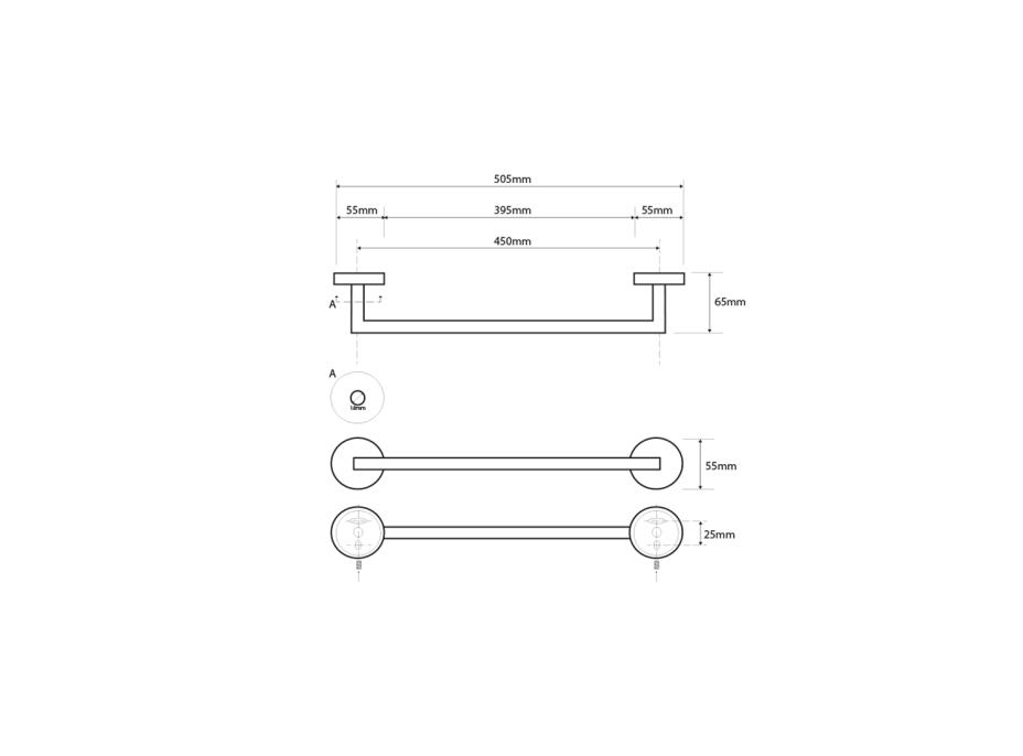 Sapho X-STEEL držák ručníků 450x65mm, nerez mat XS401