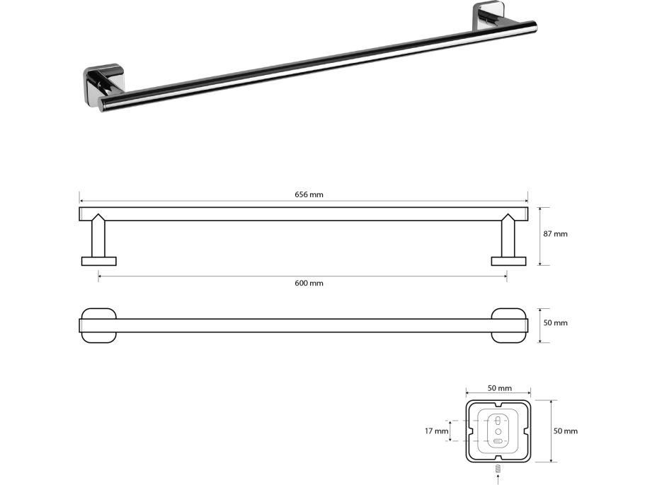 Sapho INSIA držák ručníků 600x87mm, chrom IS009